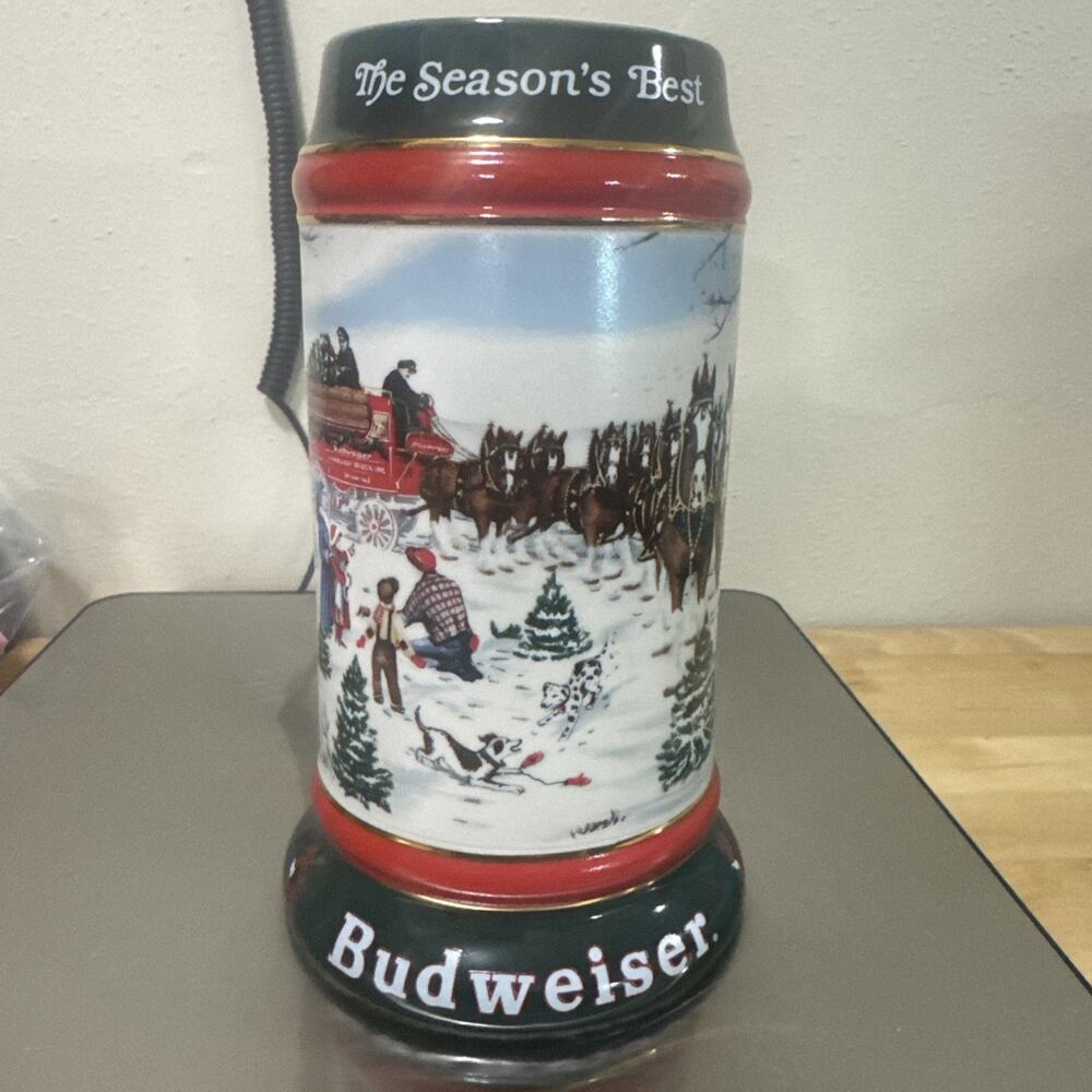 Budweiser "The Season's Best" Holiday Series 1991 Clydesdale Hitch Beer Stein